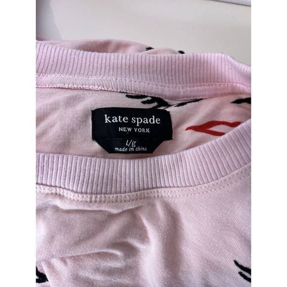 KATE SPADE Sleep Shirt Womens Large Pink & Black Wink Nightshirt Nightgown - Picture 11 of 12